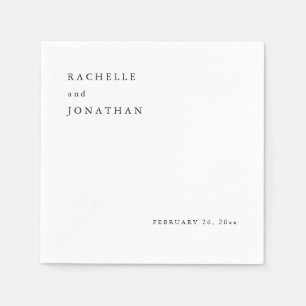 Serviette En Papier Serviettes de mariage chic noir blanc simple