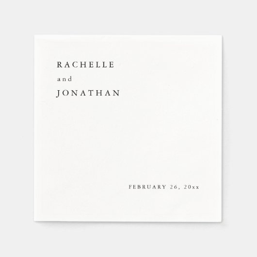 Serviette En Papier Serviettes de mariage chic noir blanc simple (Devant)