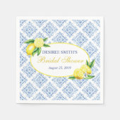 Serviette En Papier Serviettes de mariage citron, carrelage bleu (Devant)