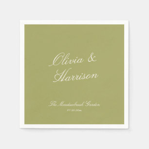 Serviette En Papier Serviettes de mariage classiques vert olive