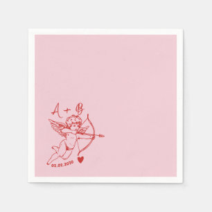 Serviette En Papier Serviettes de mariage cocktail Cupidon dessinées à
