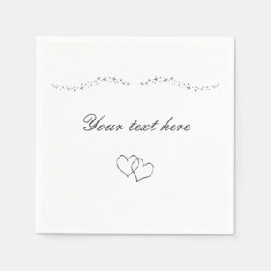 Serviette En Papier Serviettes de mariage cœurs et paillettes argentés