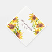 Serviette En Papier Serviettes de Mariage d'aquarelle de tournesol élé (Coin)