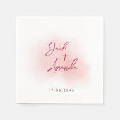 Serviette En Papier Serviettes de mariage d'aquarelle romantique (Devant)