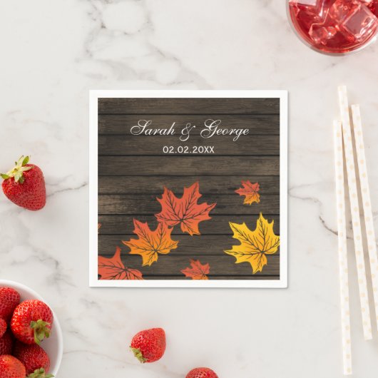 Serviette En Papier serviettes de Mariage de automne rustique Barnwood (En situation)