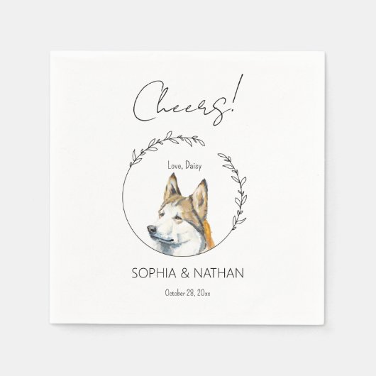 Serviette En Papier Serviettes de Mariage de chien Husky Simple (Devant)