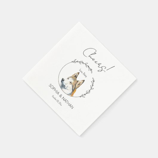 Serviette En Papier Serviettes de Mariage de chien Husky Simple (Coin)