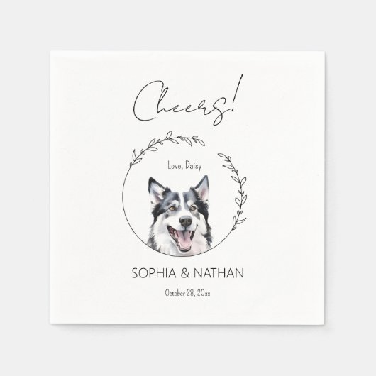 Serviette En Papier Serviettes de Mariage de chien Husky Simple (Devant)