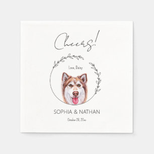 Serviette En Papier Serviettes de Mariage de chien Husky Simple