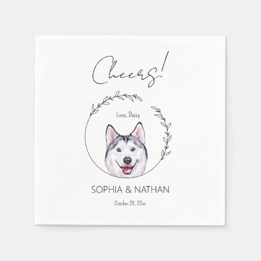 Serviette En Papier Serviettes de Mariage de chien Husky Simple (Devant)