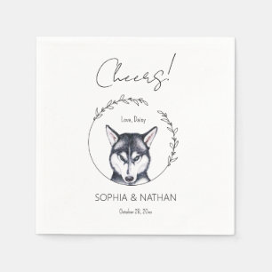 Serviette En Papier Serviettes de Mariage de chien Husky Simple