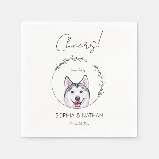 Serviette En Papier Serviettes de Mariage de chien Husky Simple (Devant)