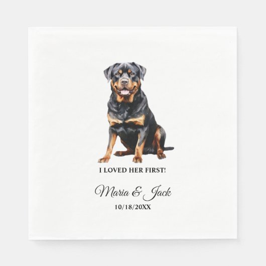Serviette En Papier Serviettes de Mariage de chien Rottweiler avec pho (Devant)