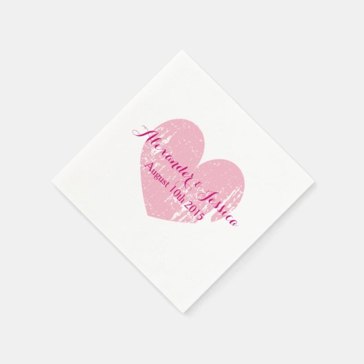 Serviette En Papier Serviettes de mariage de coeur rose fuchsia person (Coin)