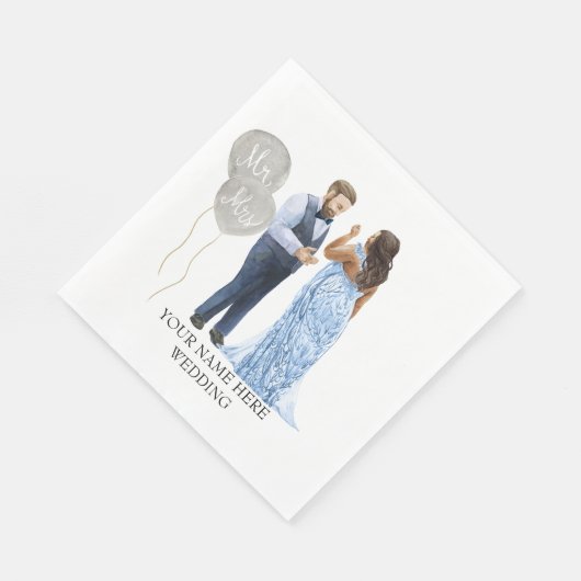 Serviette En Papier Serviettes de Mariage de couple interracial illust (Coin)