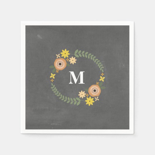 Serviette En Papier Serviettes de Mariage de couronne Monogramme inspi (Devant)