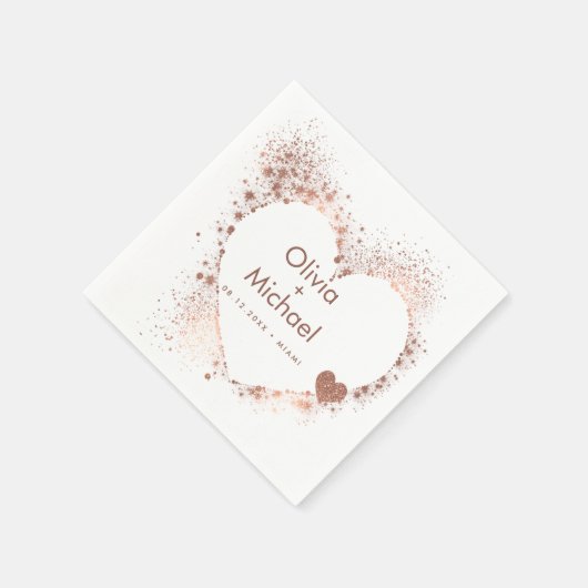 Serviette En Papier Serviettes de Mariage de couronne rose Peach Sunny (Coin)