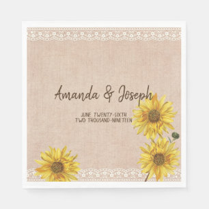 Serviette En Papier Serviettes de Mariage de fleurs de soleil en dente