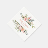 Serviette En Papier Serviettes de Mariage de fleurs rose rose soleil (Coin)