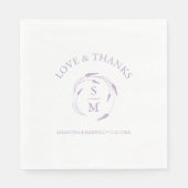 Serviette En Papier Serviettes de Mariage de lavande monogramme (Devant)