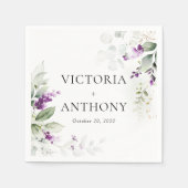 Serviette En Papier Serviettes de Mariage de lavande vert pourpre (Devant)