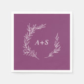 Serviette En Papier Serviettes de Mariage de monogramme pourpre à feui (Devant)