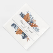Serviette En Papier Serviettes de Mariage de Monstera Bleu Rustique de (Coin)