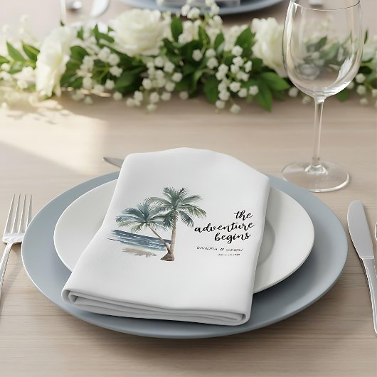 Serviette En Papier Serviettes de mariage de plage de palmiers tropica