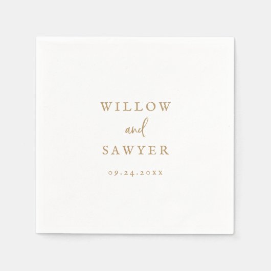 Serviette En Papier Serviettes de Mariage de script en or rustique (Devant)