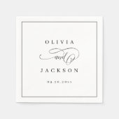 Serviette En Papier Serviettes de mariage de script romantique simple (Devant)