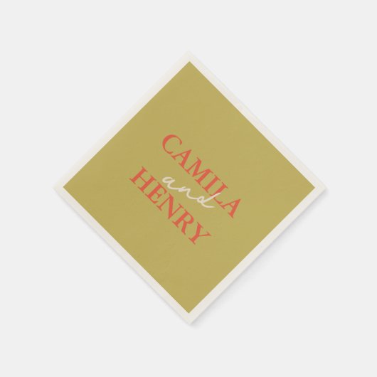 Serviette En Papier Serviettes de Mariage de style vert moderne (Coin)