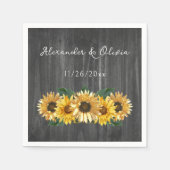 Serviette En Papier Serviettes de Mariage de tournesol Patiné rustique (Devant)