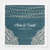 Serviette En Papier Serviettes de Mariage d'élégance rustique Turquois (Devant)