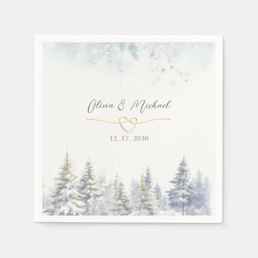 Serviette En Papier Serviettes de mariage d'hiver rustiques en bois (Devant)