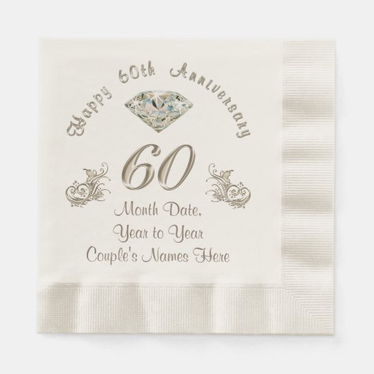 Serviette En Papier Serviettes de Mariage Diamond Personnalisées (Devant)