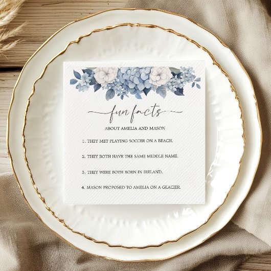 Serviette En Papier Serviettes de mariage 'Dusty Blue Hydrangea Fun Fa