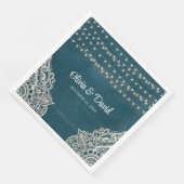 Serviette En Papier Serviettes de mariage élégance rustique sarcelle f (Coin)