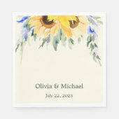 Serviette En Papier Serviettes de mariage élégantes à l'aquarelle avec (Devant)