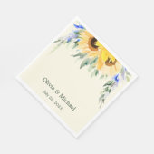 Serviette En Papier Serviettes de mariage élégantes à l'aquarelle avec (Coin)