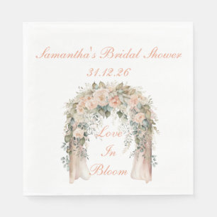 Serviette En Papier Serviettes de mariage élégantes à motif floral pêc