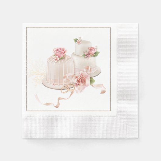 Serviette En Papier Serviettes de mariage élégantes avec gâteau Mariag (Devant)