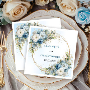 Serviette En Papier Serviettes de mariage élégantes bleu poussiéreux P