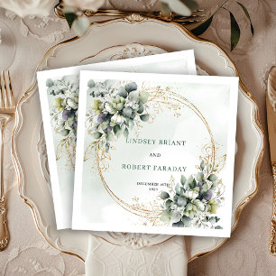 Serviette En Papier Serviettes de mariage élégantes Boho roses blanche