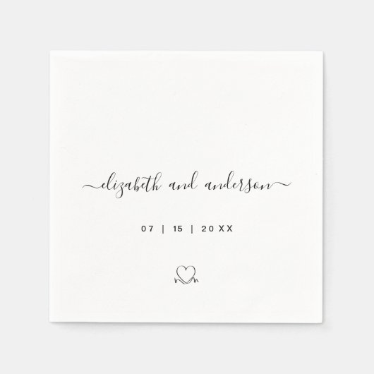 Serviette En Papier Serviettes de mariage élégantes et simples (Devant)