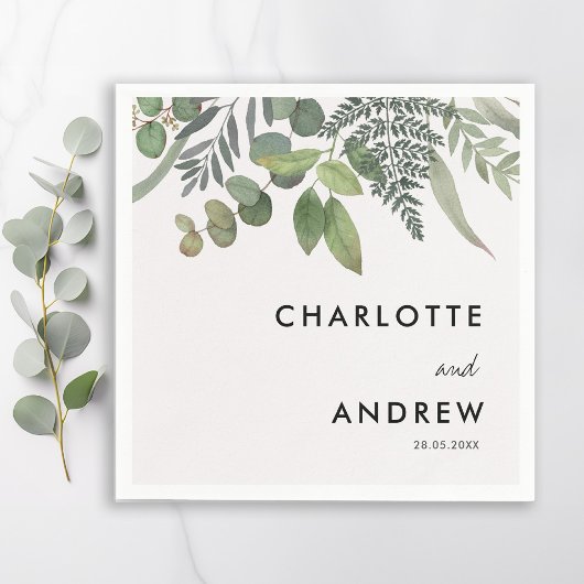 Serviette En Papier Serviettes de mariage élégantes et simples à motif