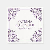 Serviettes de mariage élégantes | Nadine (prune/po