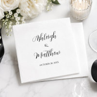 Serviettes de mariage élégantes noir blanc