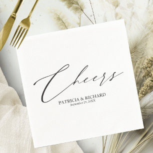 Serviette En Papier Serviettes de mariage Élégantes Noir et Blanc Chee