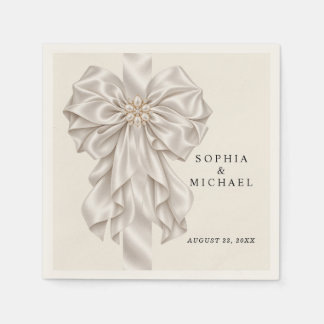 Serviette En Papier Serviettes de mariage élégantes Ruban de satin Per