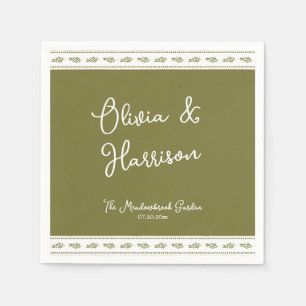 Serviette En Papier Serviettes de mariage élégantes vert olive toscan
